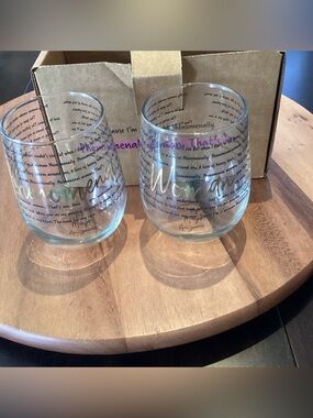 Uncommon Goods stemless wine glasses (2) Phenomenal Woman Maya Angelou